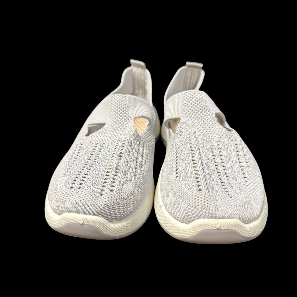 Orthowalk 9 Light Grey Knit Mary Jane Slip On Orthopedic Walking Sneaker Comfort - Picture 2 of 8